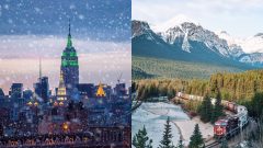 zasnežené mesto, vianočný vlak