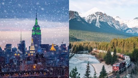 zasnežené mesto, vianočný vlak