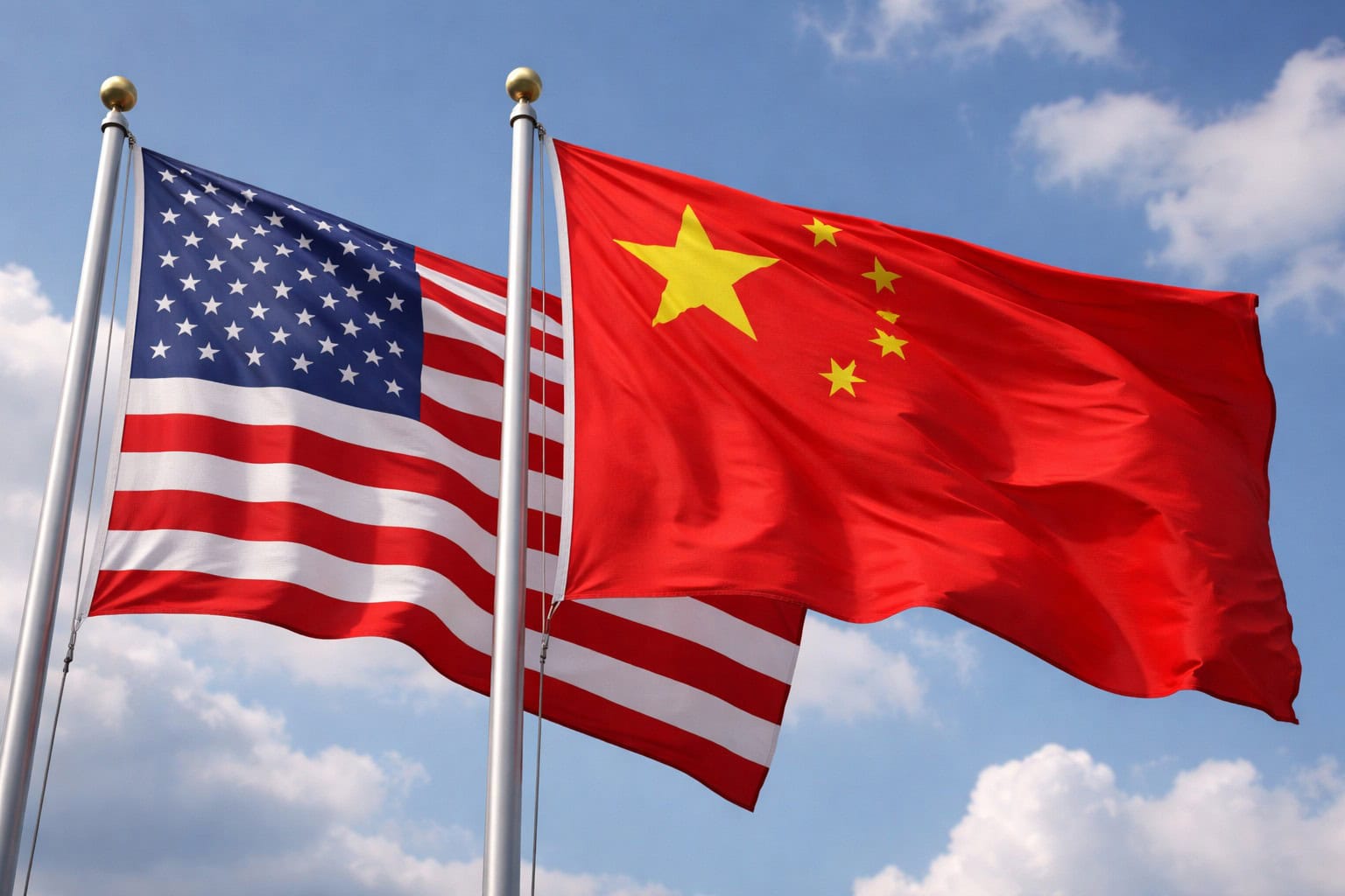 Vlajka USA a vlajka Číny