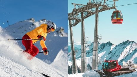 Na snimke je lyzovacka, lyziar