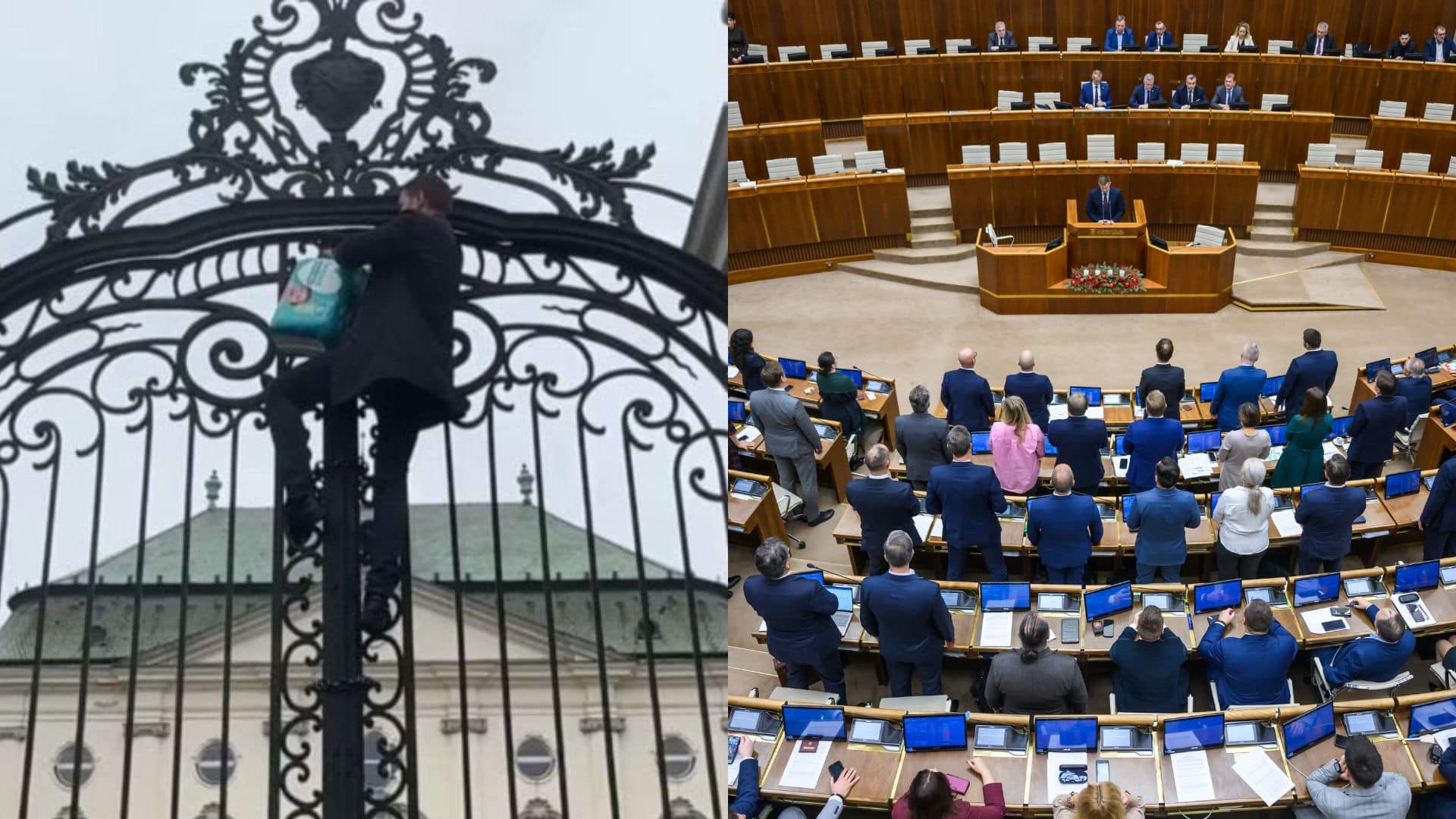 Na snímke Igor Matovič na bráne Úradu vlády a NR SR.