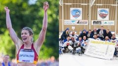 Na snímke Emma Zapletalová a slovenskí parahokejisti