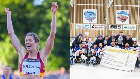 Na snímke Emma Zapletalová a slovenskí parahokejisti