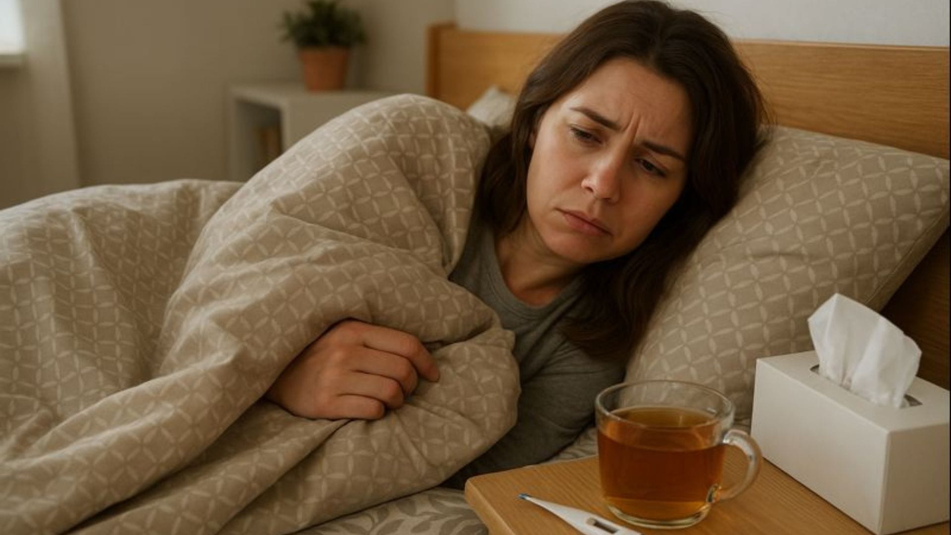 žena leží v posteli