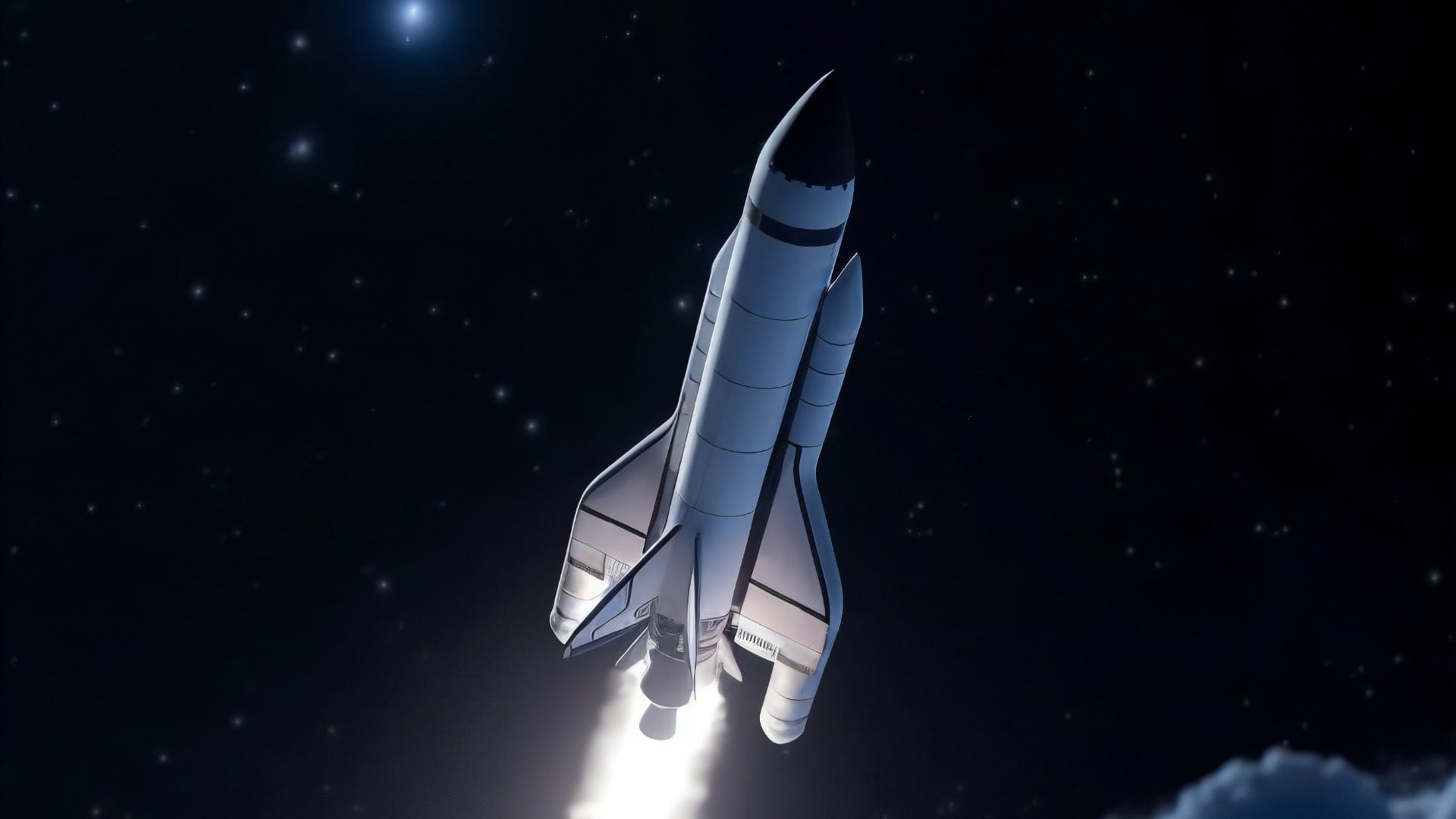 Na snímke raketa vo vesmíre.