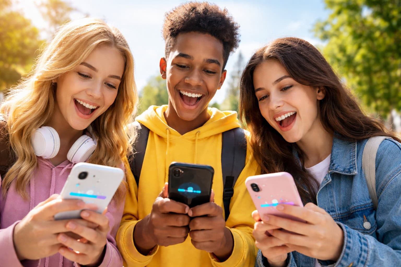 tínedžeri na telefónoch