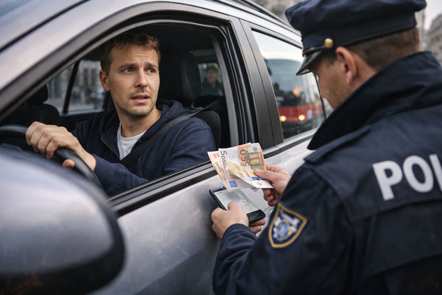 vodič, pokuta, policajt