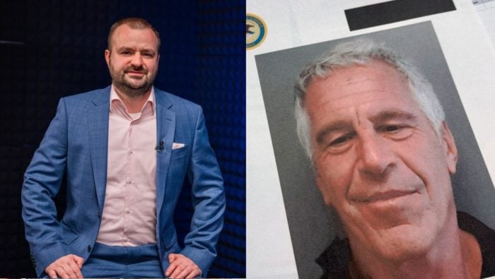 na snímke je epstein, kríž