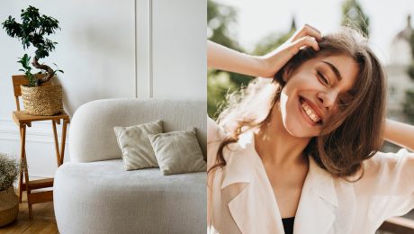 Na snímke interiér miestnosti a šťastná žena.