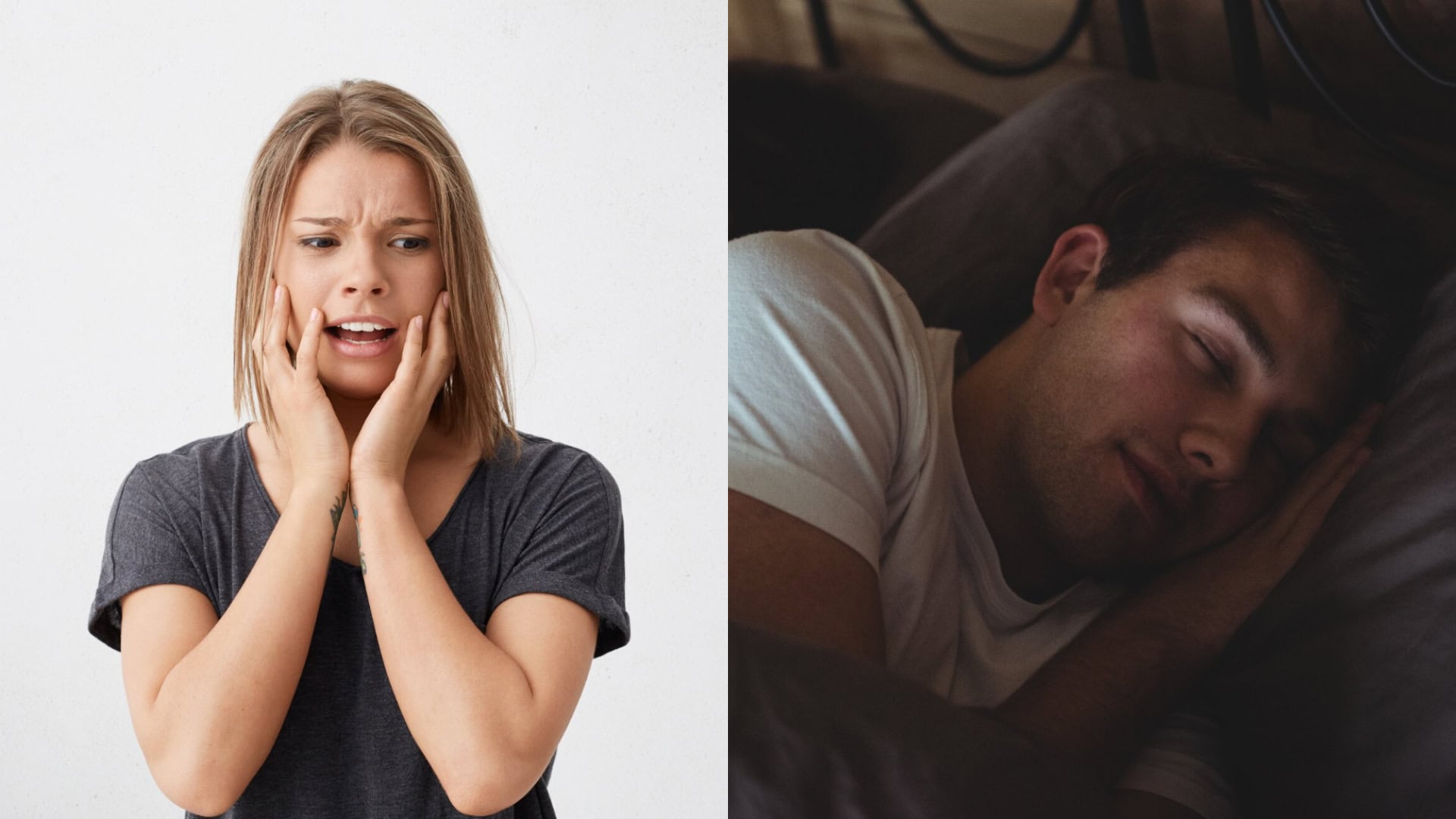 Na snímke žena a muž, ktorý spí.