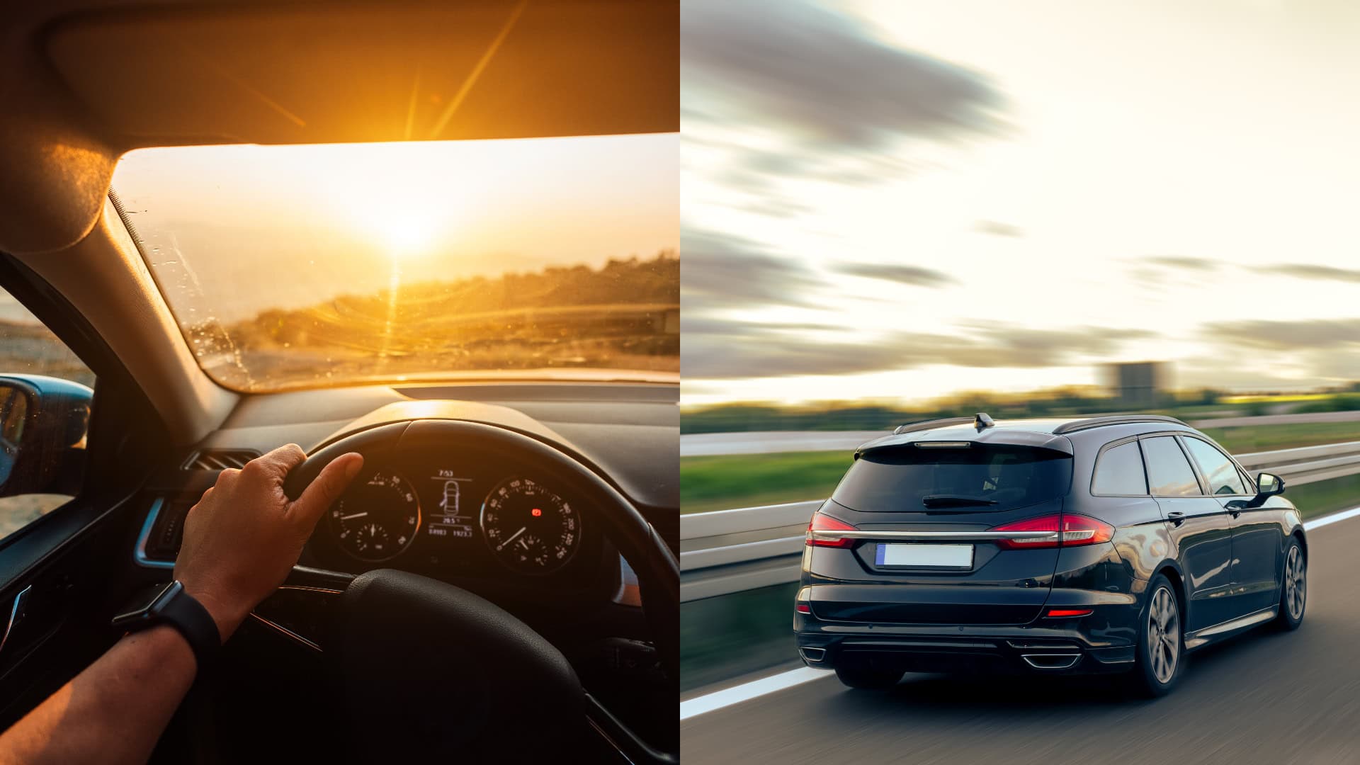 Na snímke volant a šofér, na druhej snímke auto.