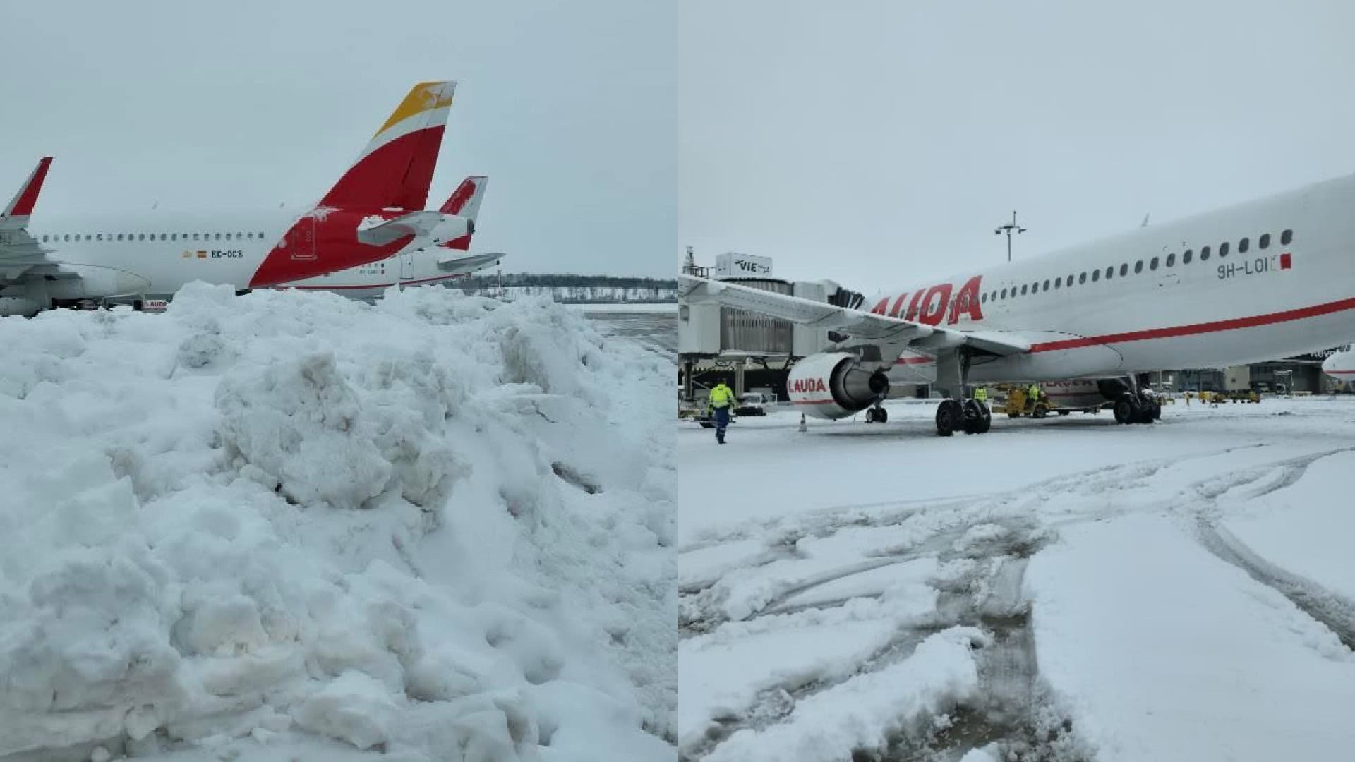 letisko Schwechat sneženie