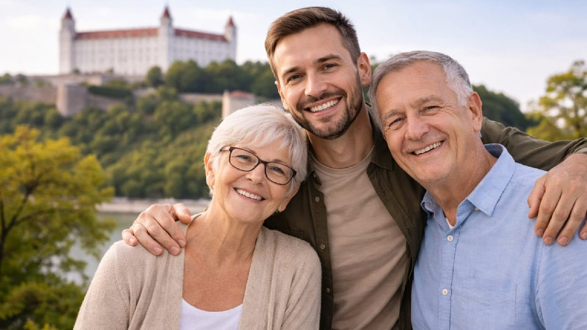 muž s rodičmi, rodičia, seniori