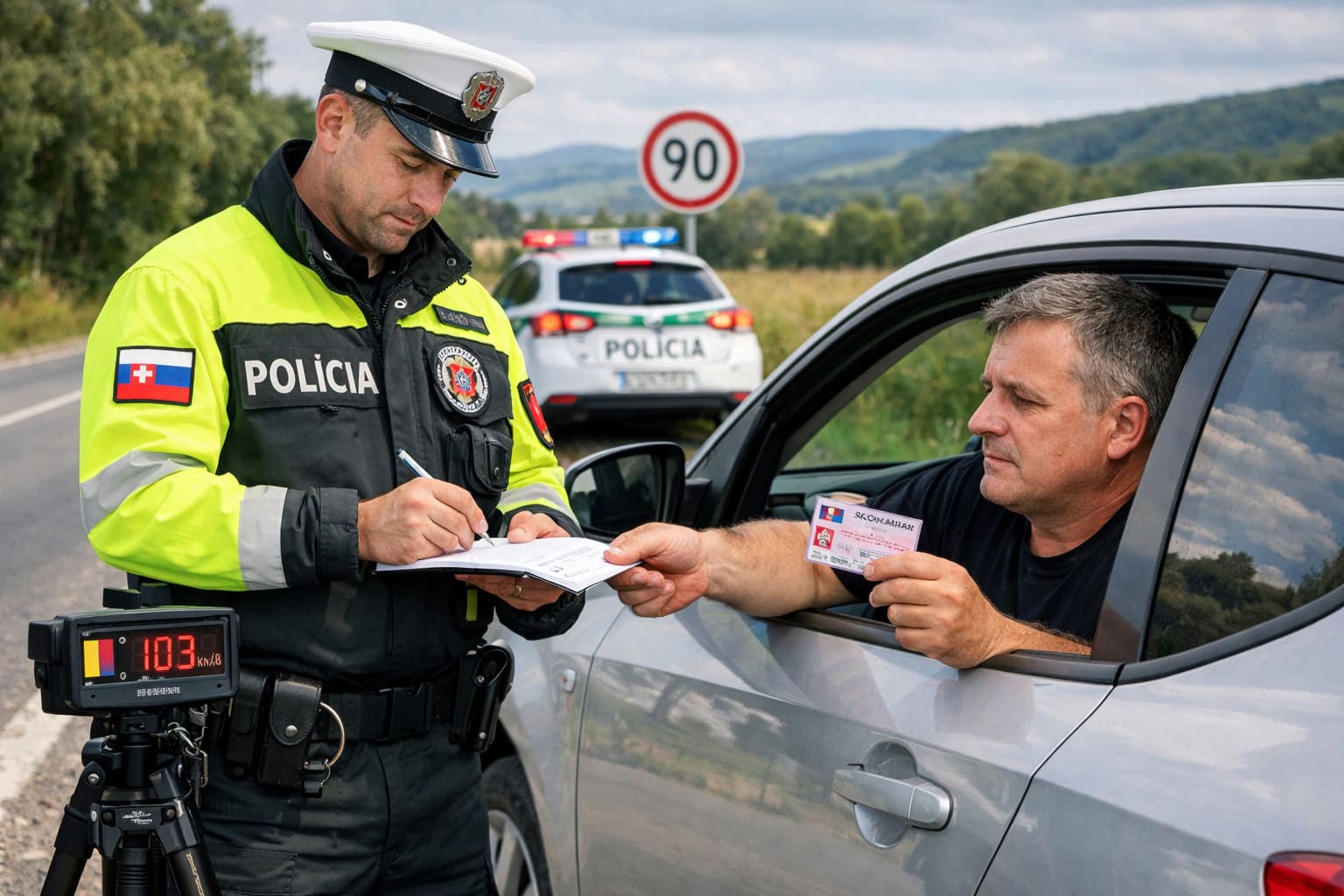 policajt, vodič, pokuta