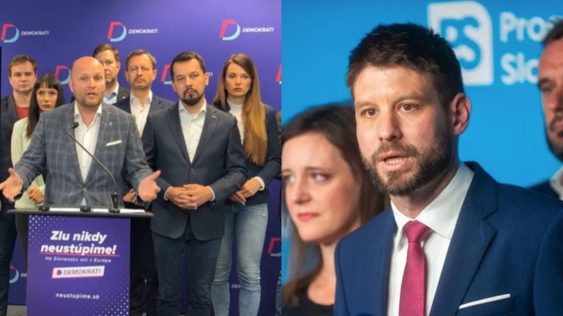 Na snímkach Demokrati a Michal Šimečka.