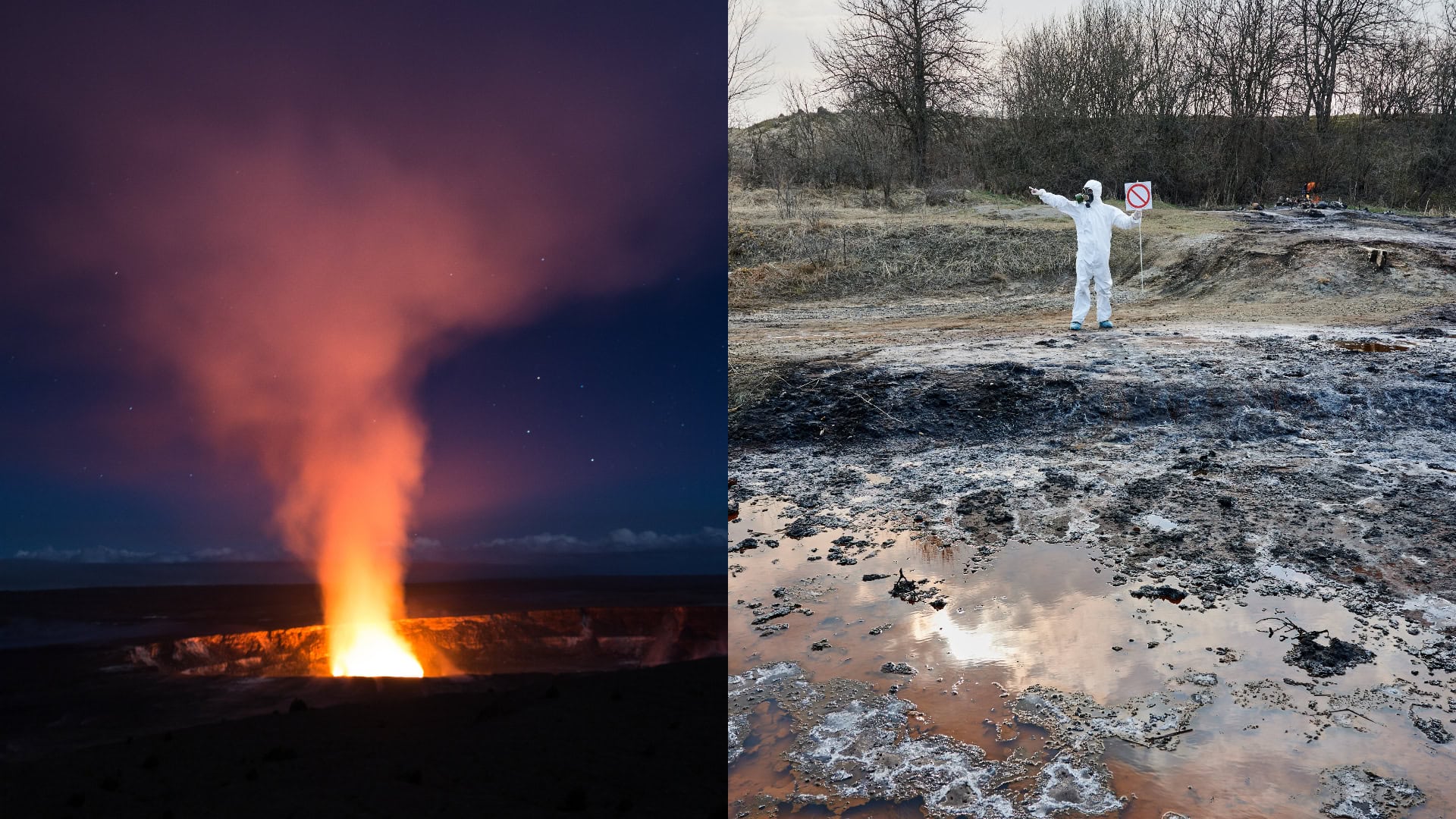 Na snímke ohnivý vír a ropná škvrna