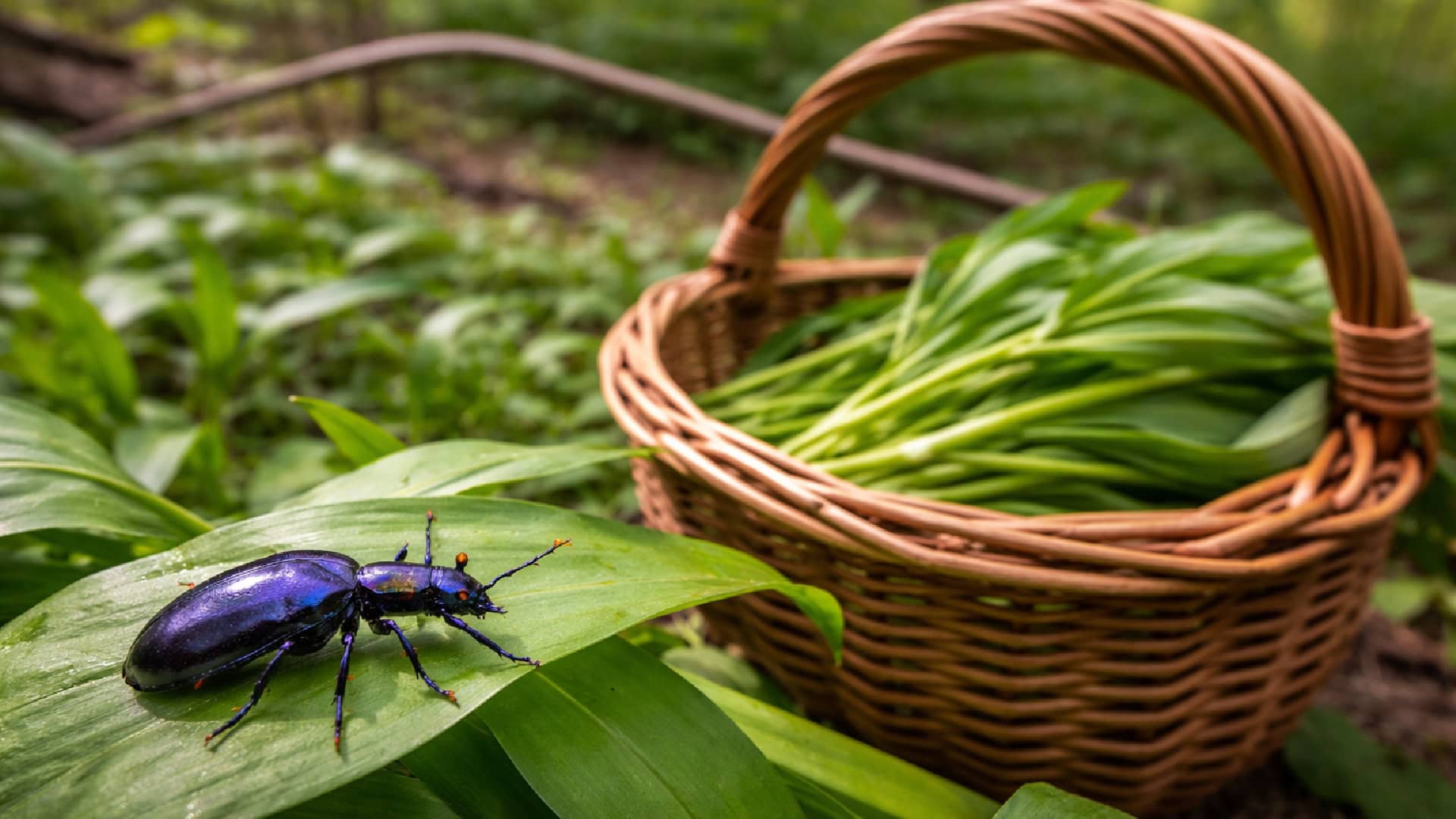májka fialová, zber medvedieho cesnaku