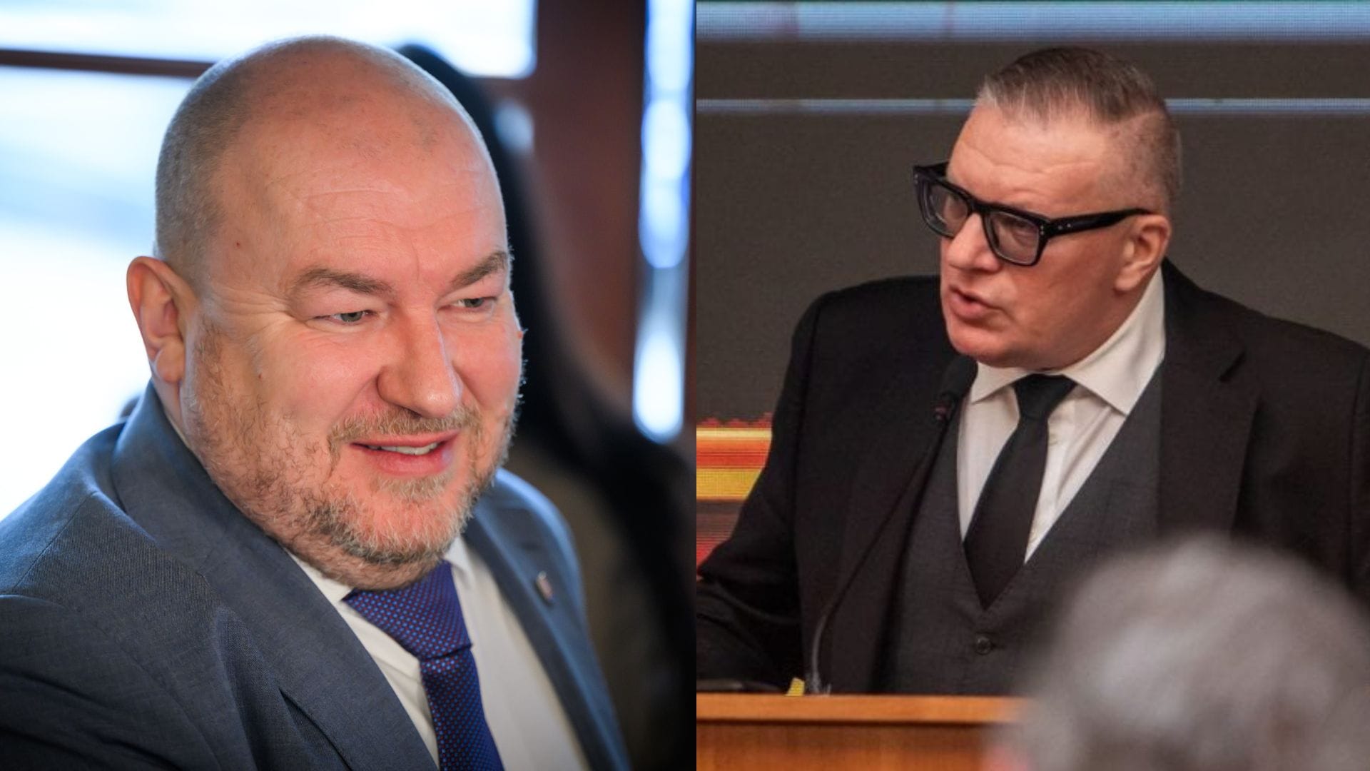 Na snímke vľavo minister športu Rudolf Huliak a vpravo prezident SFZ Ján Kováčik.