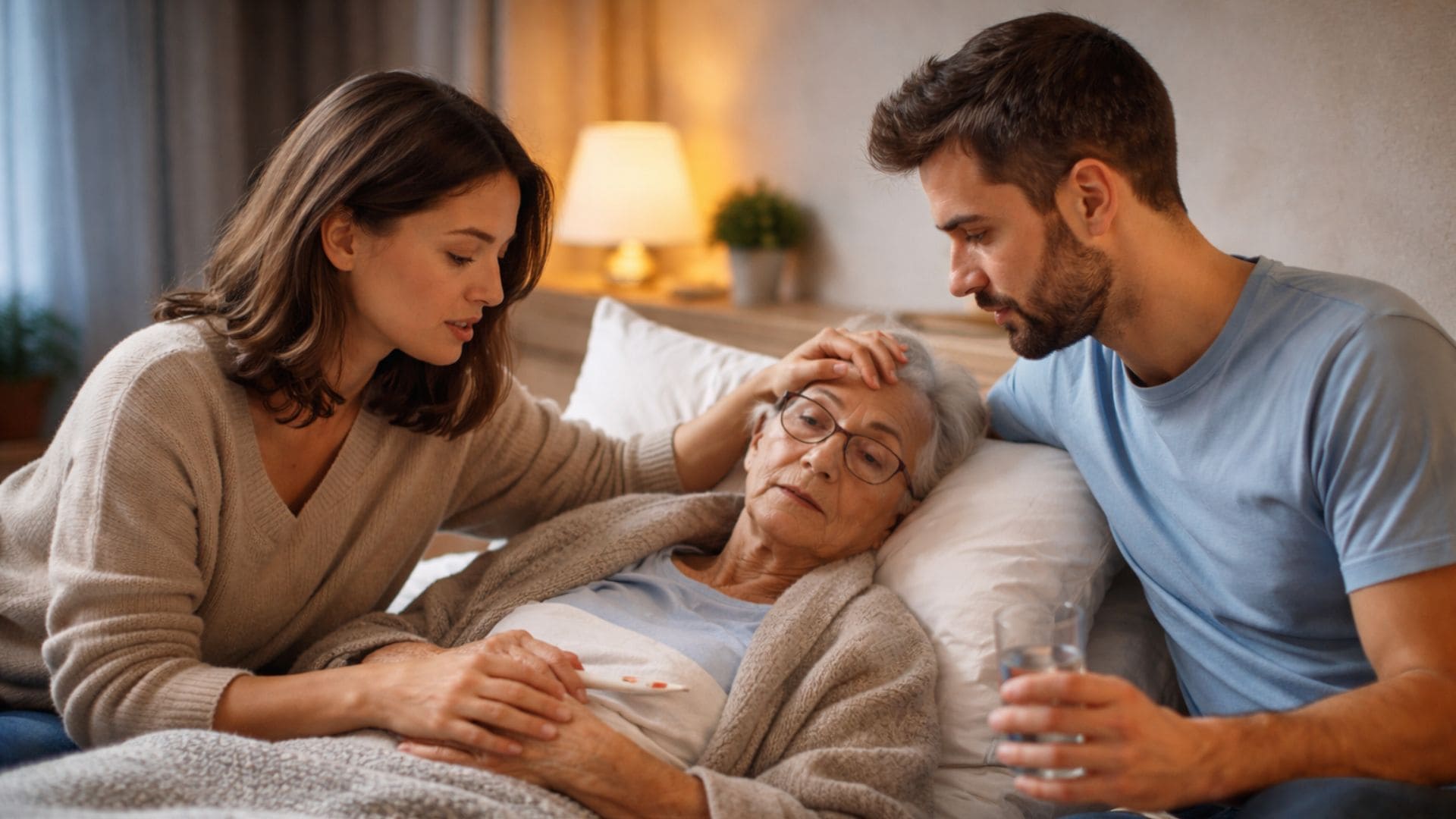 ošetrovné, OČR, dvaja ľudia sa starajú o chorú ženu