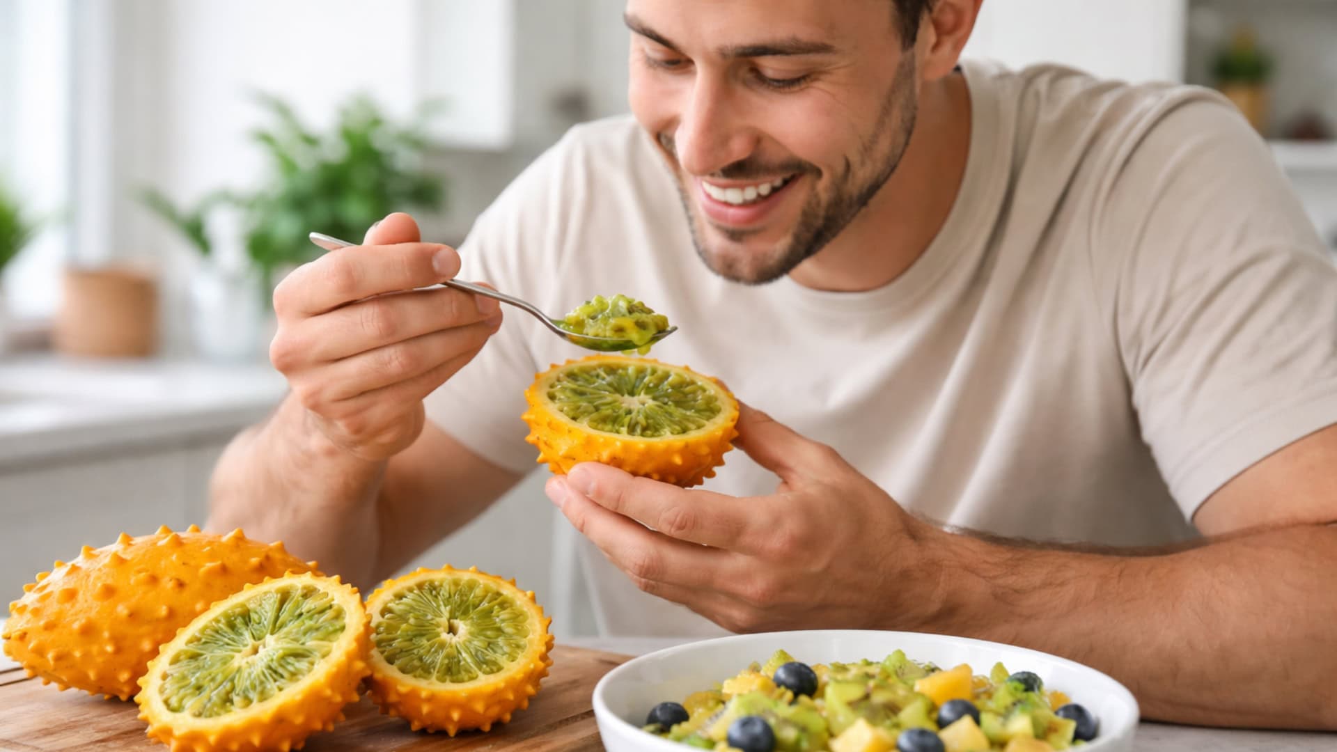 ovocie, AI, muž, kiwano