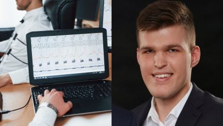 EKG. Na snímke CEO spoločnosti Powerful Medical Robert Herman.