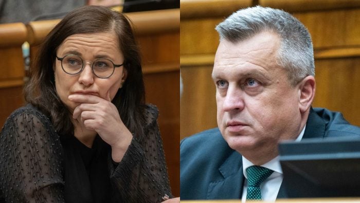 Na snímke poslankyňa PS Zuzana Mesterová a predseda SNS Andrej Danko
