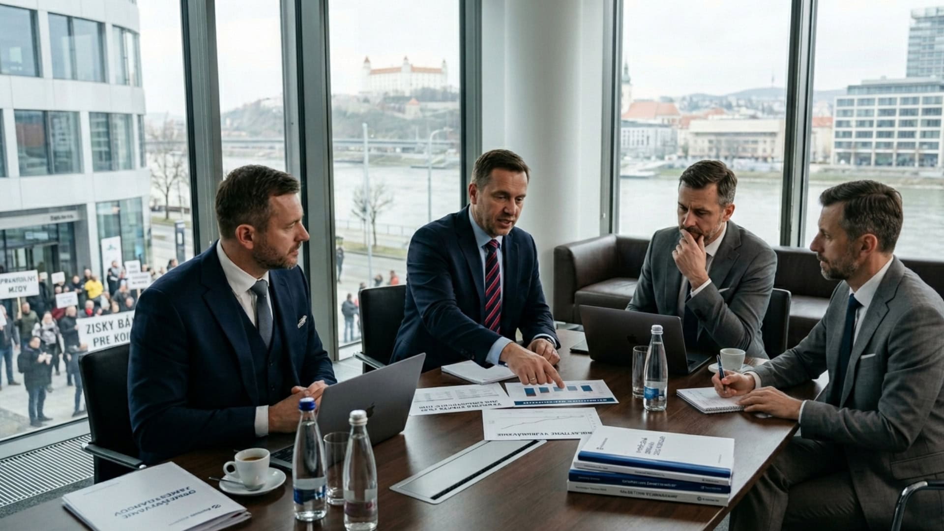 na snimke su zamestnanci bank, banky