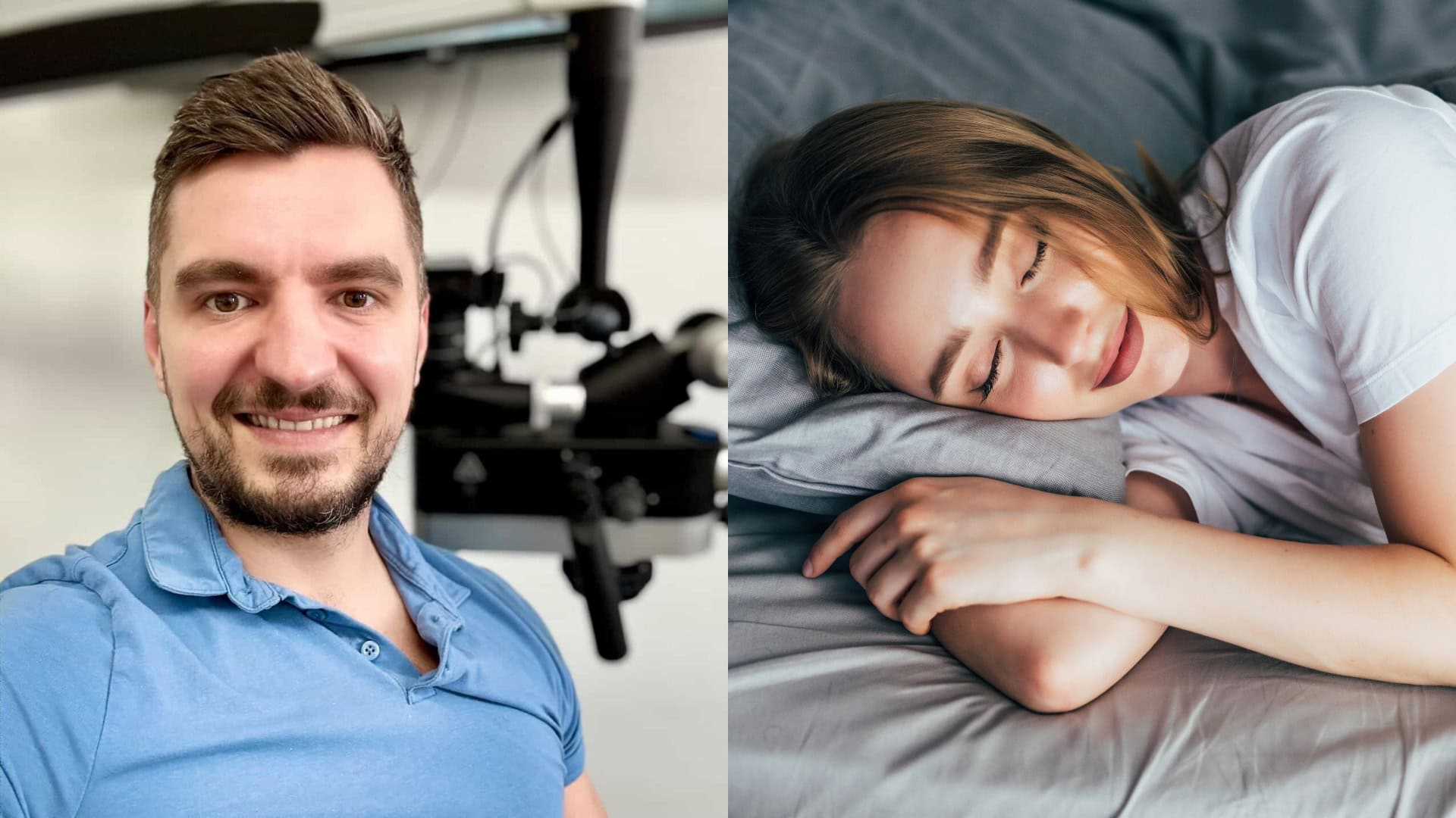 Na snímke zubár Boris Vraňák a žena, ktorá spí.