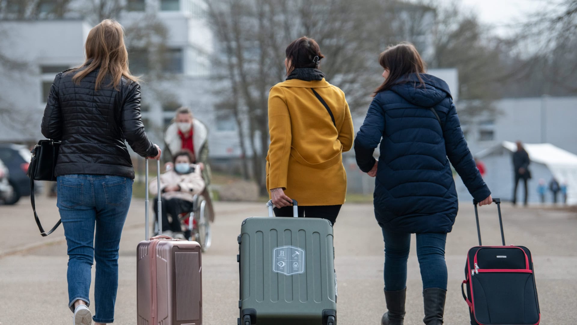 Na snímke ukrajinskí utečenci.