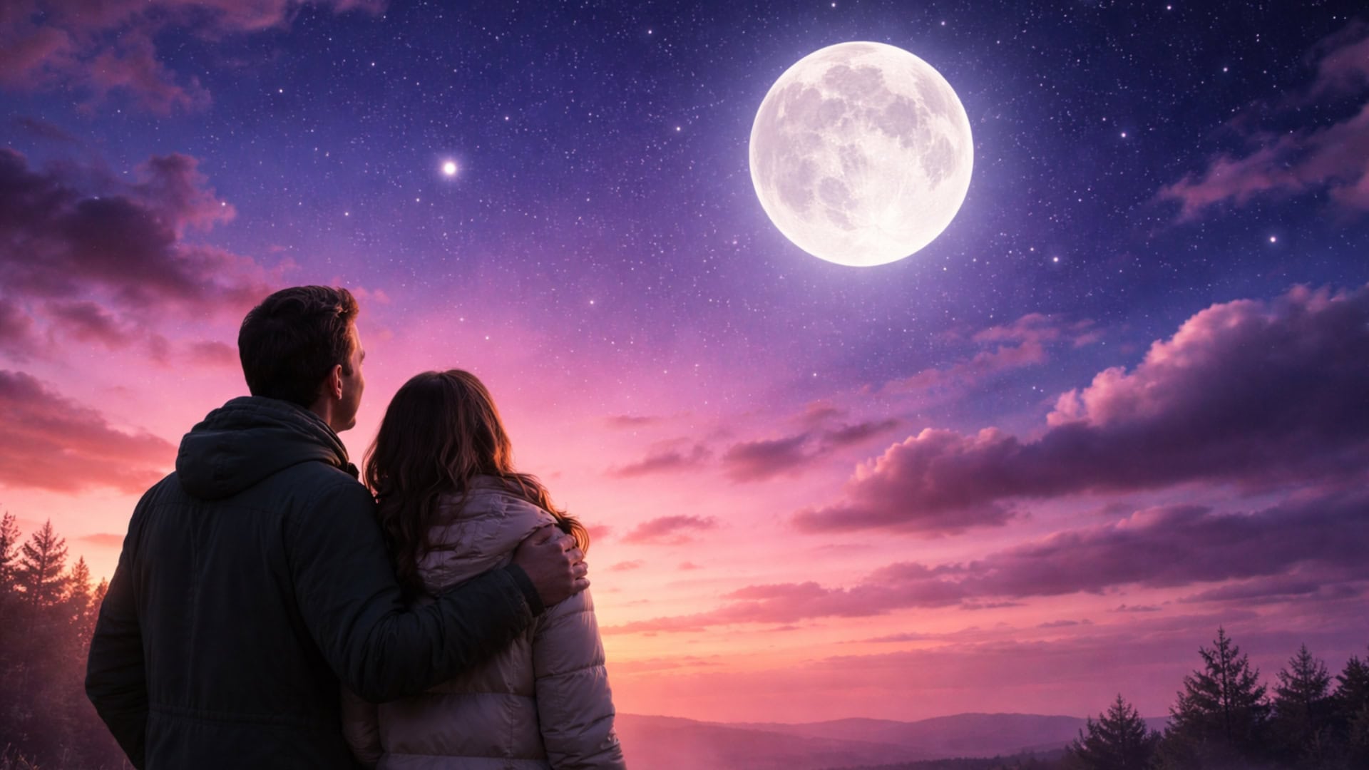 ružový spln,muž a žena, vesmír