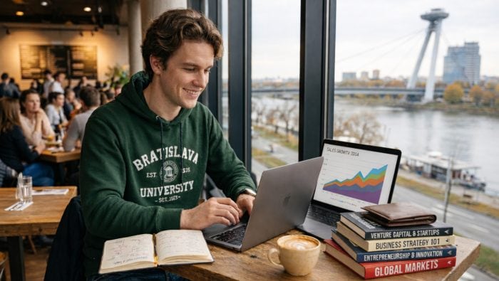 mladý slovák, študent, peniaze, úspech