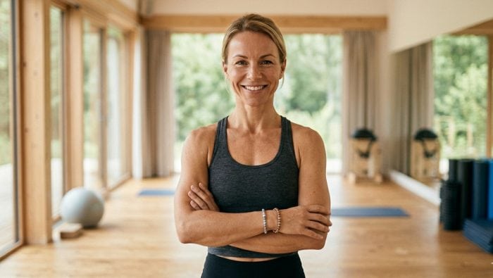 na snimke je pilates instruktorka, roll-up