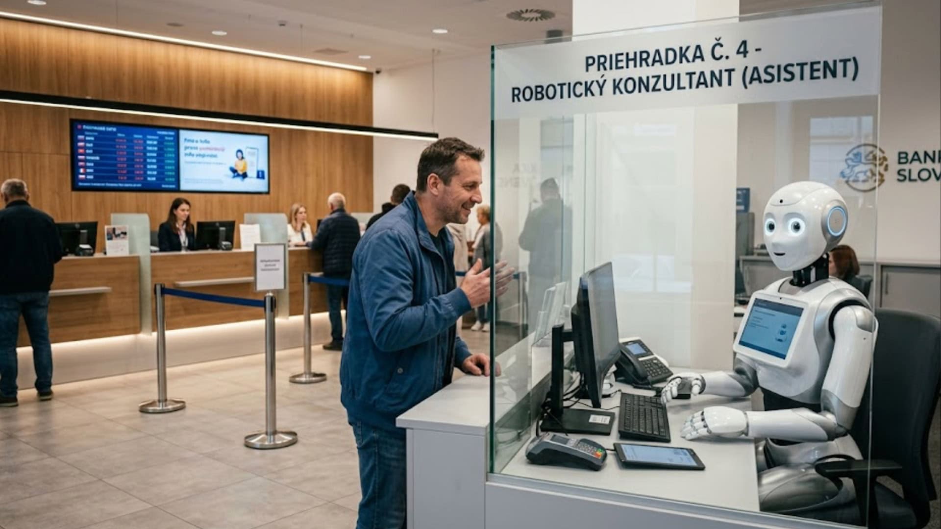 na snimke je robot, banka, ai