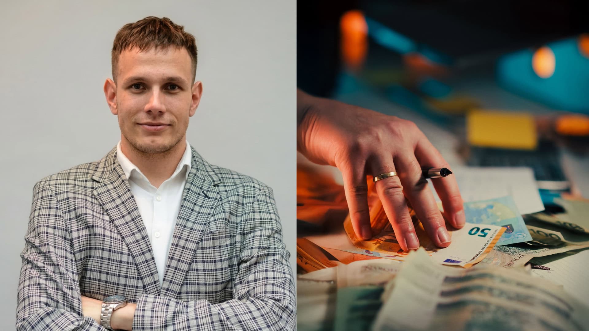 na snimke je analytik krisitian budinsky, vyplata, peniaze