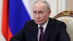 Ruský prezident Vladimir Putin vedie zasadnutie vládneho kabinetu prostredníctvom videokonferencie v Kremli v Moskve 23. júna 2026.