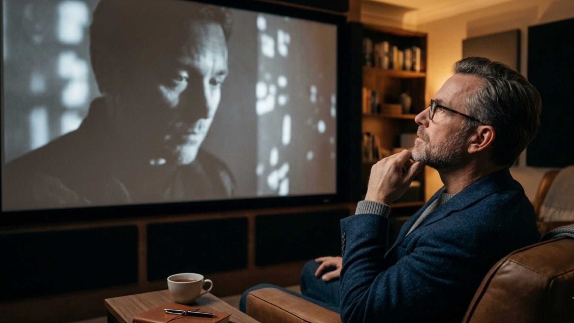 Na snímke muž, ktorý pozerá film