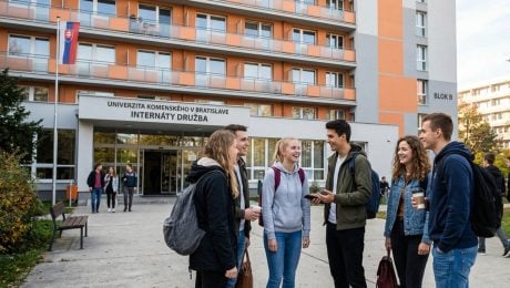 na snimke je internat, studenti, bratislava