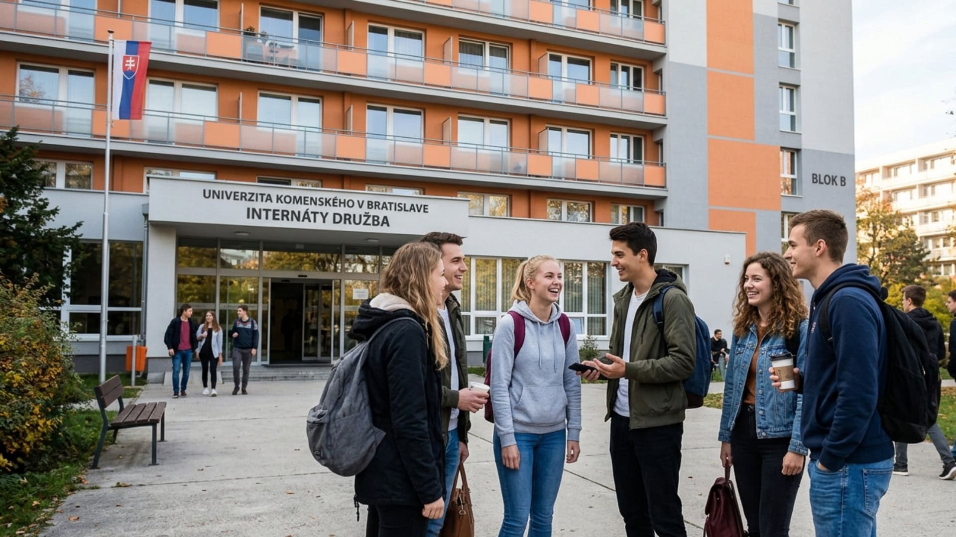 na snimke je internat, studenti, bratislava