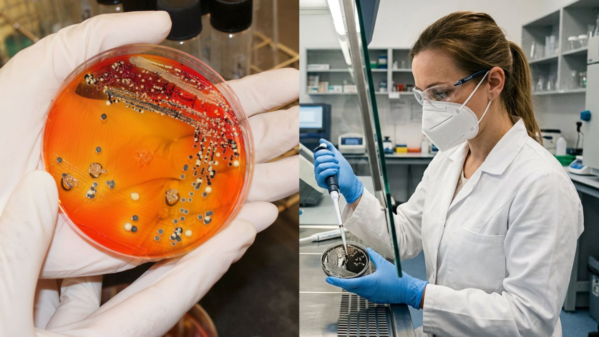 Na snímke baktéria Salmonella a vedkyňa