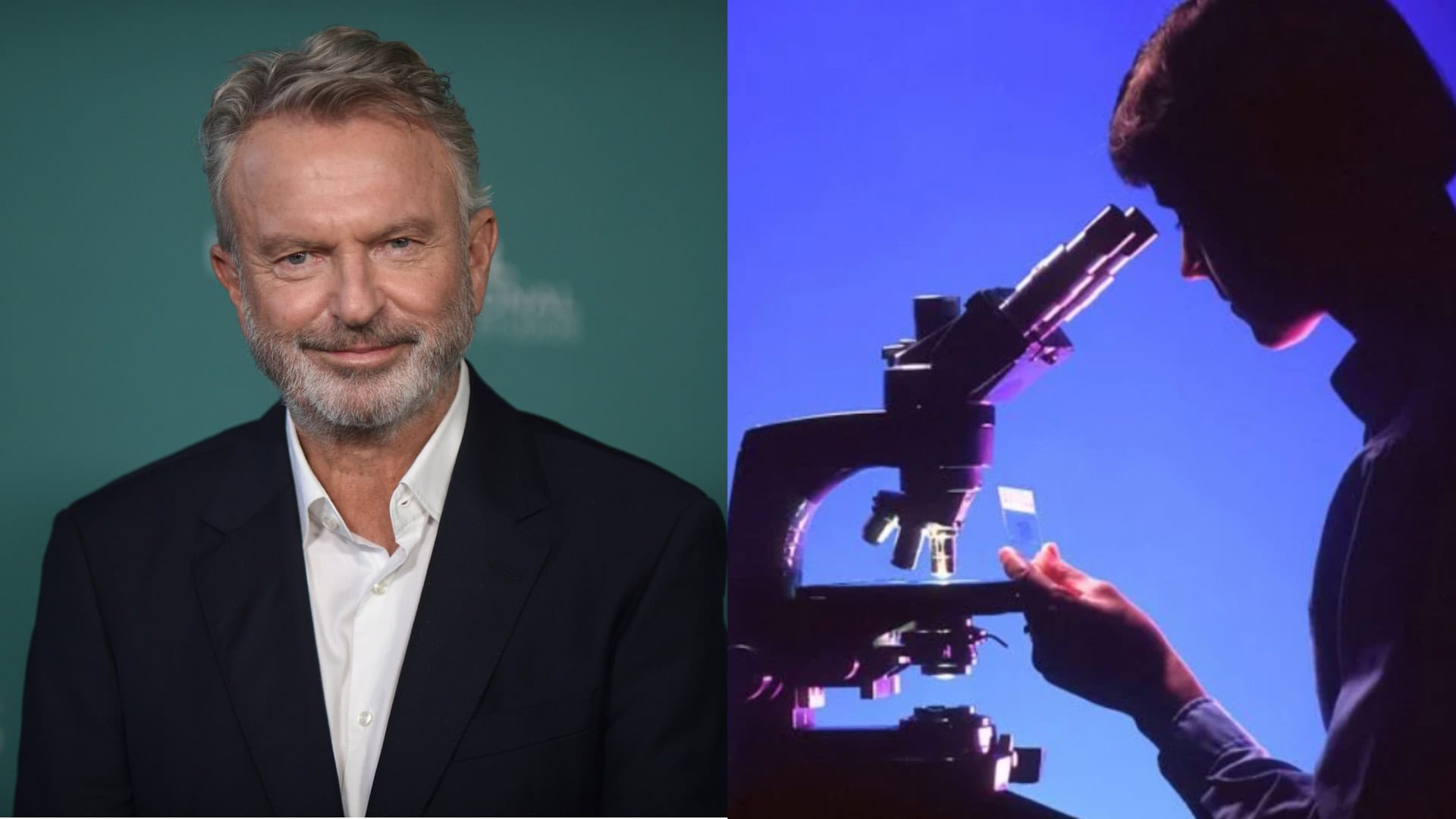 Na snímkach Sam Neill a vedec