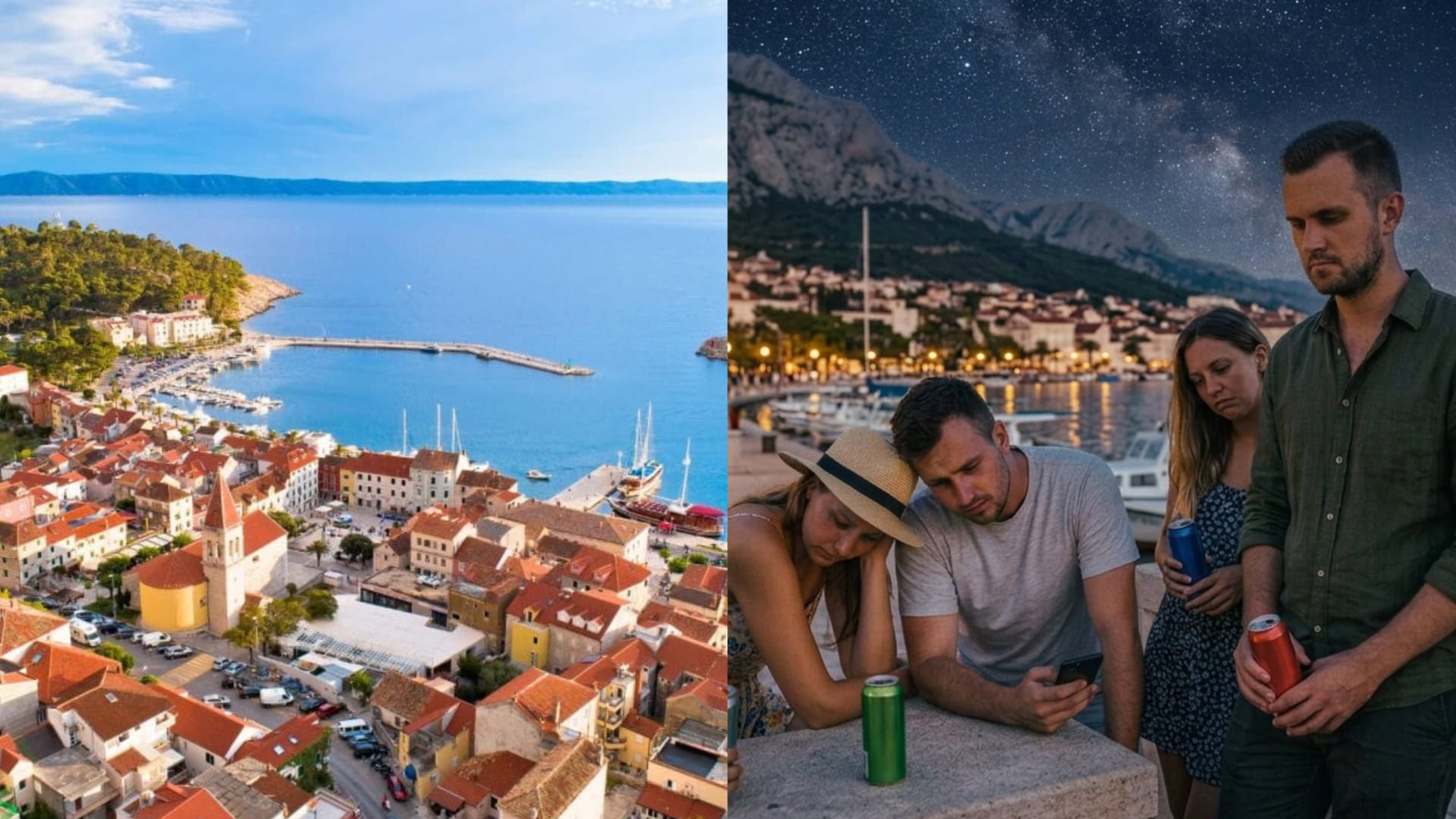 Na snímke Makarska a partia dovolenkárov