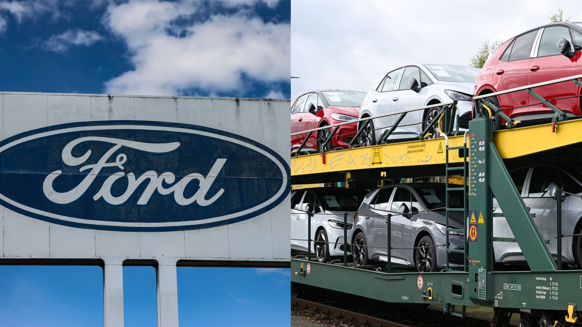 Na snímkach logo Ford a autá