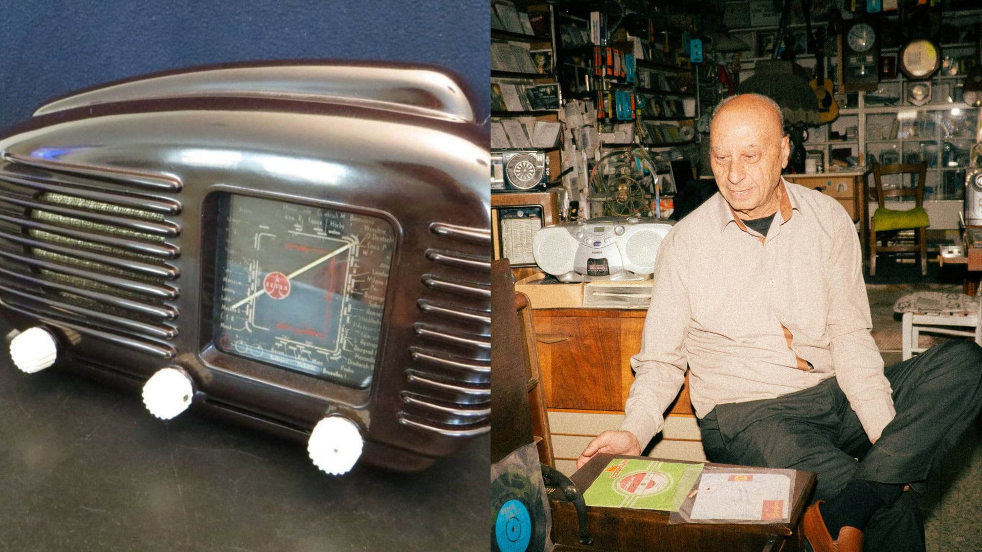 Na snímke rádio a starší muž