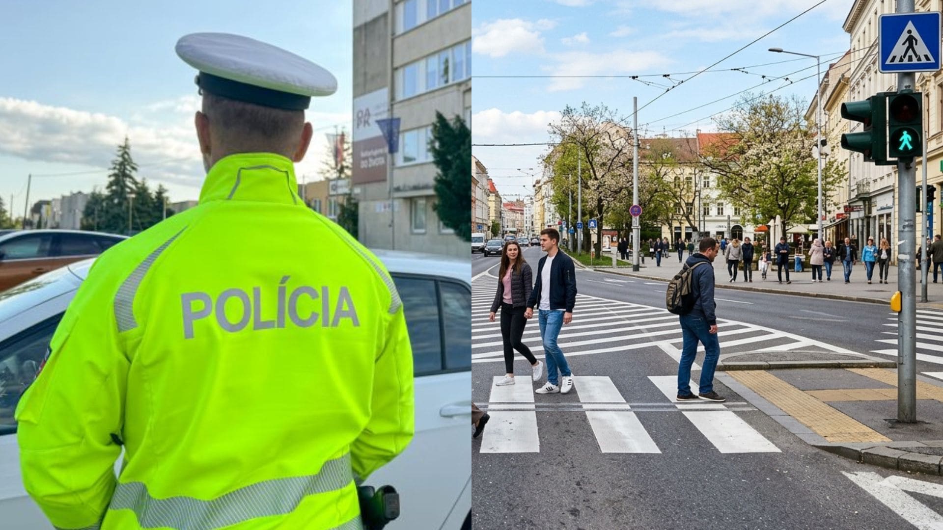 na snimke je policajt, priechod, vodič