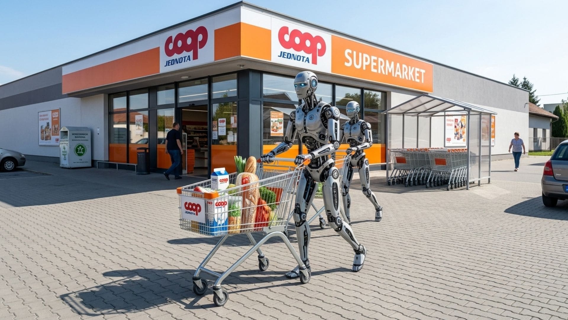 na snimke je coop jednota, robot, ai, humanoid