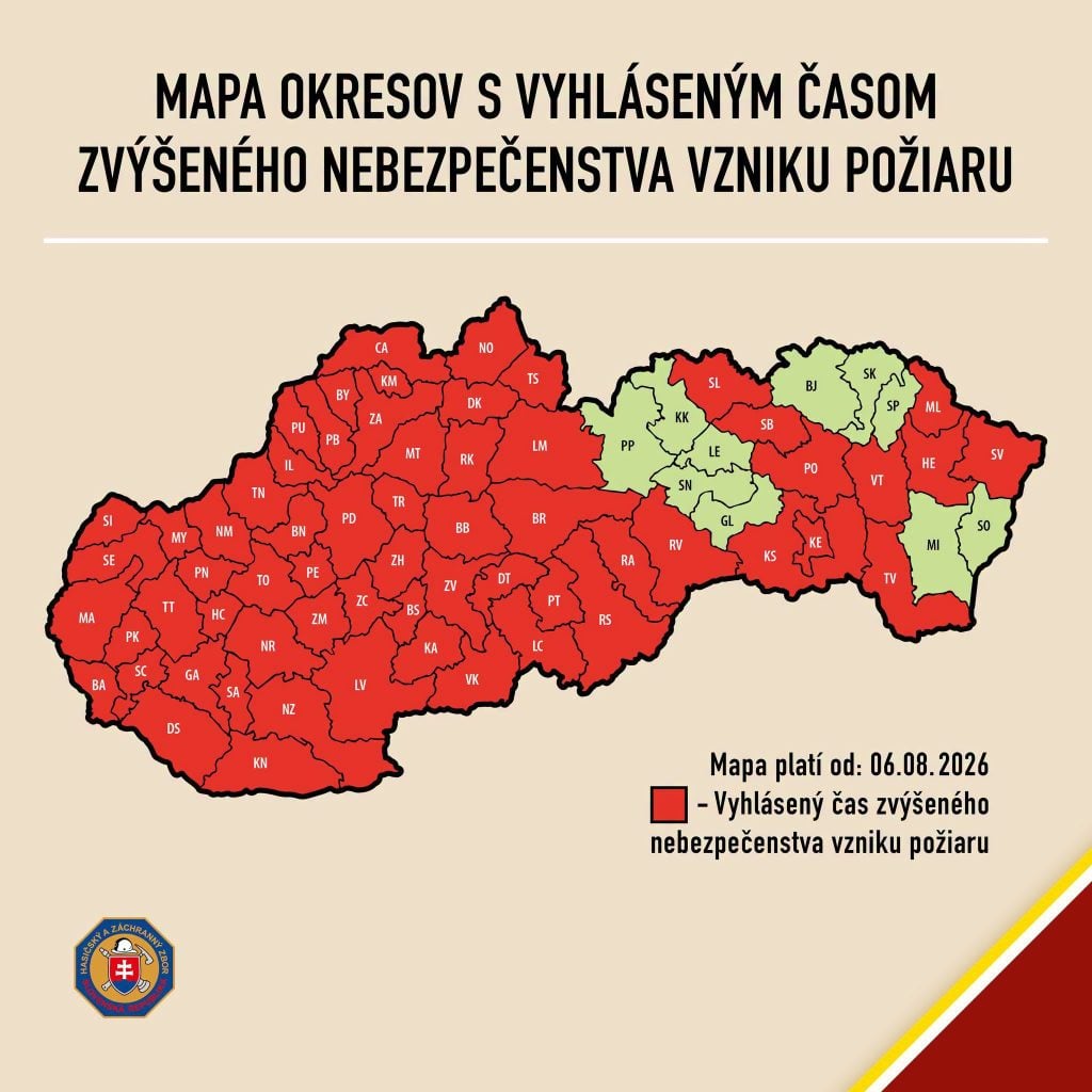 Hasici upozorňujú na nebezpečenstvo vo vybraných okresoch