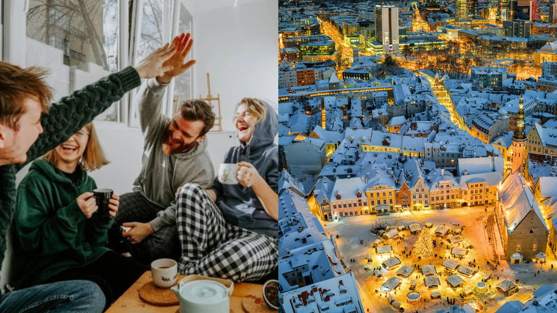 Na snímkach šťastní ľudia a Estónsko