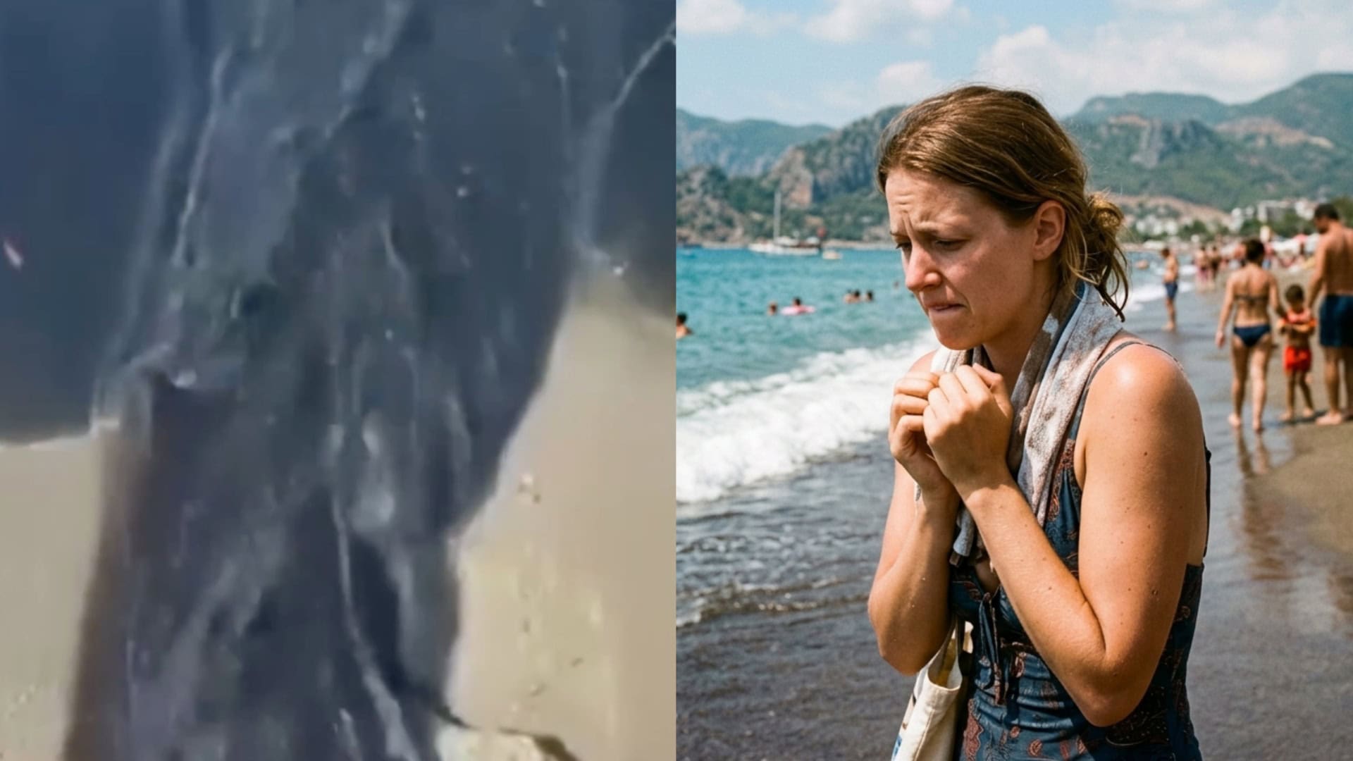 Na snímkach znečistená voda a znepokojená žena