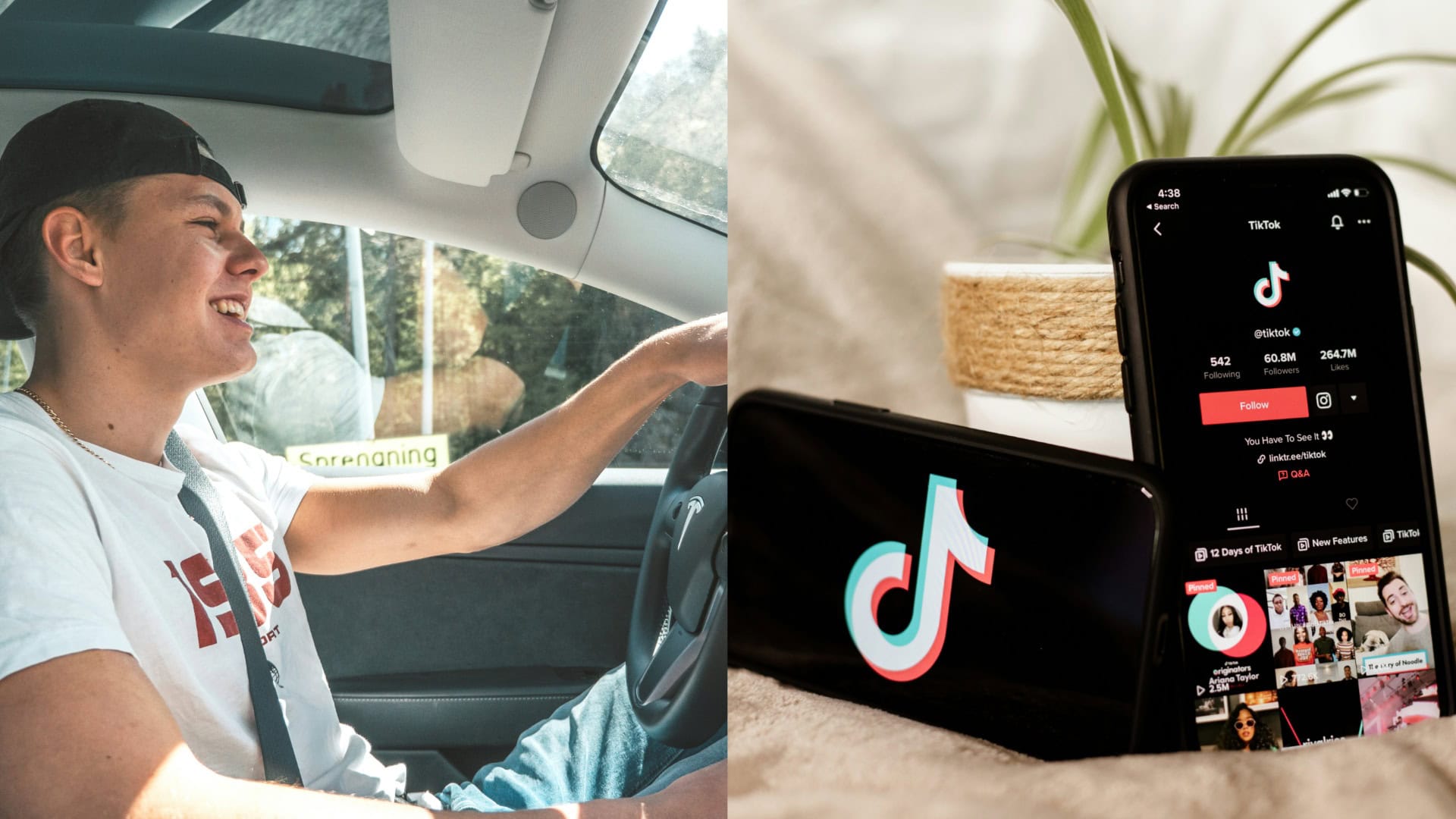 Na snímkach mladý muž a Tiktok