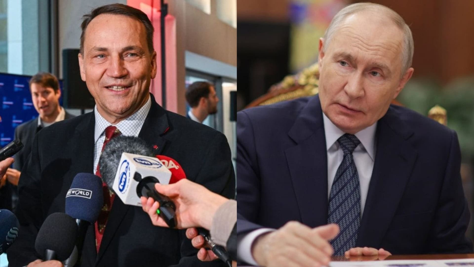 Na snímkach Sikorski a Putin
